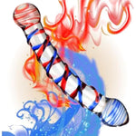 Crystal Glass Dildo Penis Anal Beads Butt Plug,Crystal Glass Pleasure Wand Dildo Penis With Blue Raised Spiral Texture Mushroom Tip Anal Butt Plug Sex Factory For Men Women(Style 2)