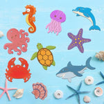 80 Pcs Wooden Sea Ornaments to Paint, 10 Ocean Animal Shapes for DIY Crafts & Decor
