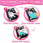 Foil Art Craft Kit for Kids, Mermaid, Unicorn, Cat & Flower Designs