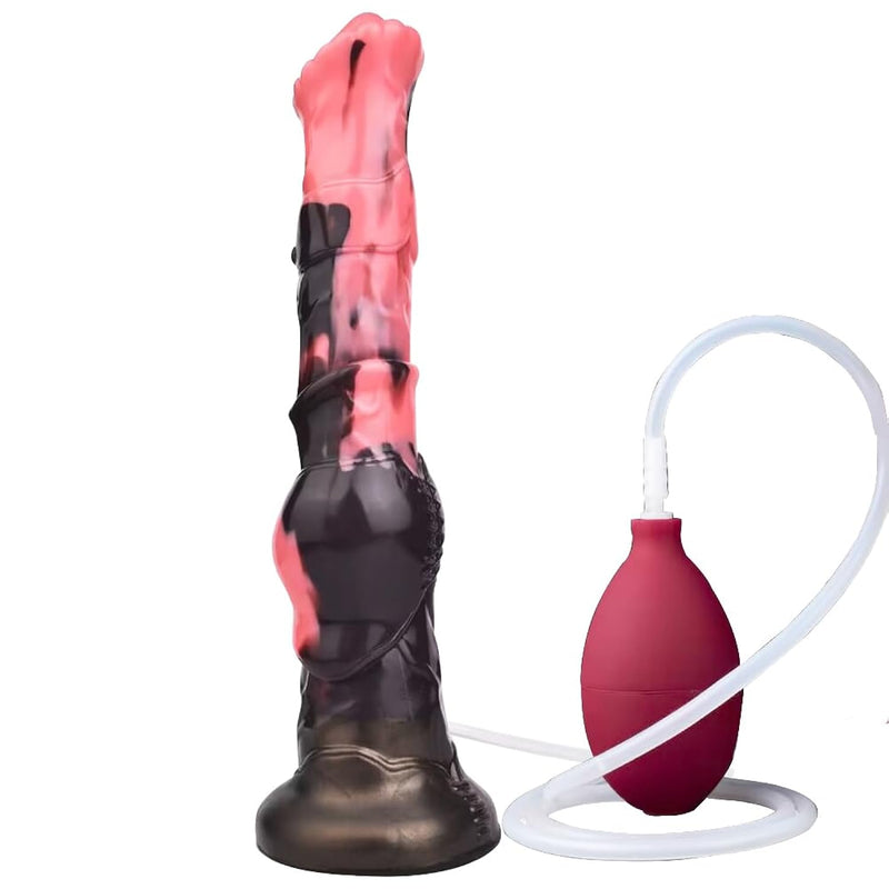 12 Inch Long Realistic Knotted Soft Silicone Horse Dildo Squirting Dildo Monster Fantasy Knotty Dragon With Suction Base