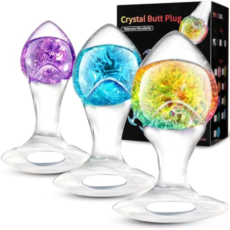 3Pcs Luxury Crystal Butt Plug Set, Liquid Silicone Anal Plug, Small, Medium, Large Sizes, O-Base For Safety, Comfortable Prostate Massager, Perfect For Beginners And Advanced Users, Ideal Gift