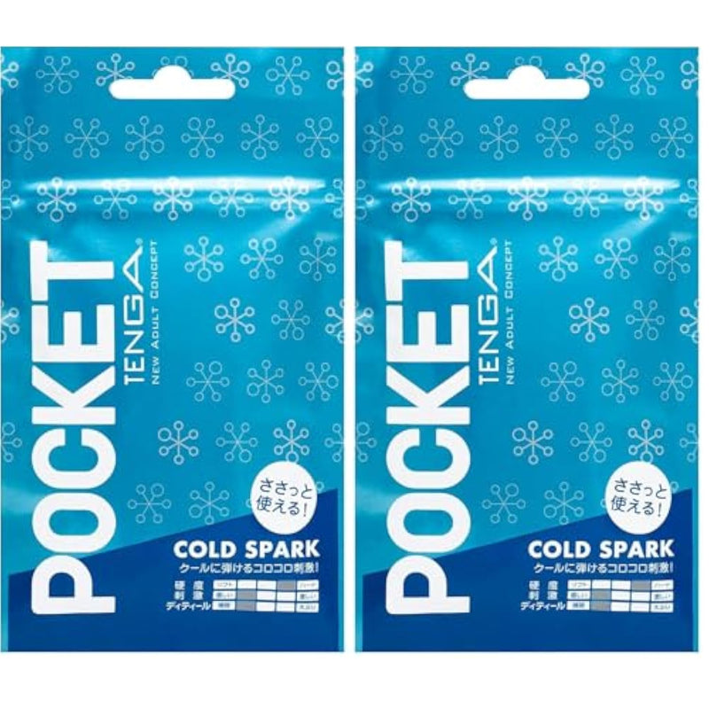 TENGA POT-006C Cool Spark Beads Pocket TENGA Portable Male Masturbator, Blue (Pack of 2)