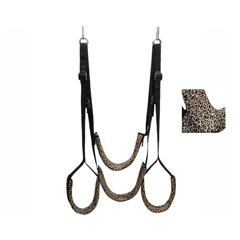 Leopard Print Fitness Door Swing For Couples - Adjustable Sex Swing Indoor Portable Swing (300Lbs) (Gold)