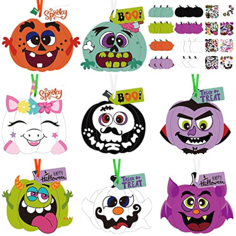 24 Pcs Halloween Pumpkin, Ghost & Skull Craft Stickers for Kids DIY Decor