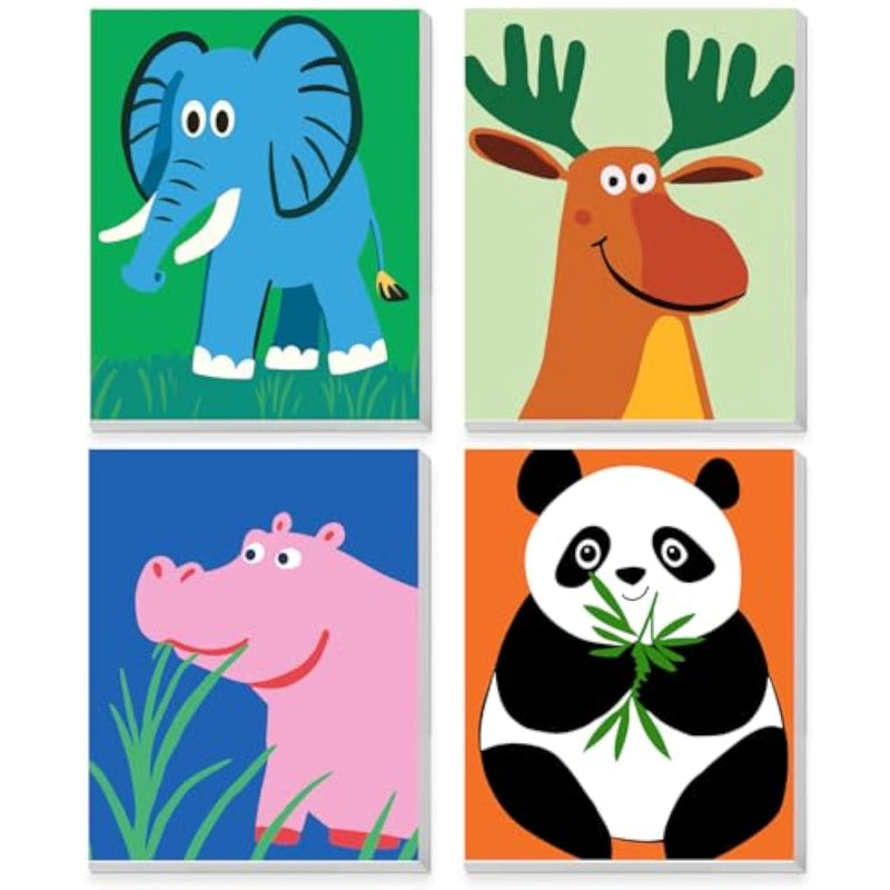 4 Pack Framed Paint by Numbers Kit for Kids Ages 6-12, Animal Canvas Painting Set