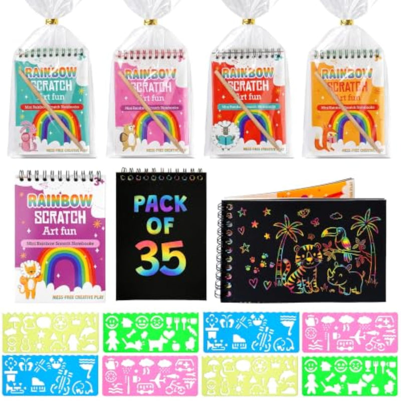 Rainbow Scratch Art Notebook Set, 57 Piece Pack