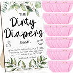 51 Pcs Dirty Diaper Baby Shower Games Funny Wooden Sign With 50 Pcs Mini Diapers Cute Felt For Gender Reveal Party Baby Shower(Greenery Pink)