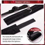 Adults Bed Restraints Sex Toys,Bondage Gear & Accessories Bdsm Toys Fuzzy Handcuffs Ankle Cuffs Pillow,Removable Tool Bondaged Kit For Couples (Black)