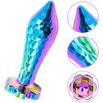 Metal Anal Butt Massager Plug Dilator Adult Sex Toys With Gear Shaped Diamond Base, Sex Plug Toy Dildo Masturbator Insert Toy For Women Men Couple (L)
