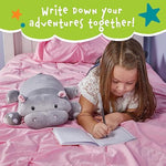 Gloria The Hippo Memory Foam Pillow Plush With Kid'S Diary That Stores In Belly Pocket, 15” Stuffed Animal, 6" Journal