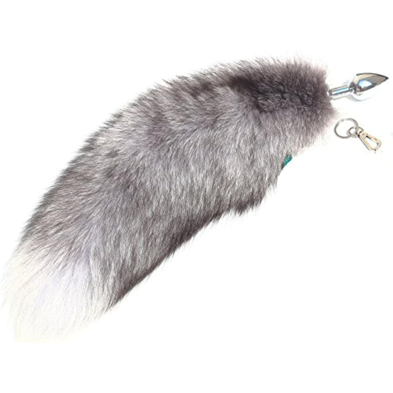 Multi-Function Fox Tail Anal Plug With Stylish Keychain Attachment (Gray, Small Plug)