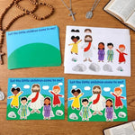 24 Sets Jesus and Children Christian Card Craft Kit for Kids with Stickers