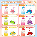 Valentine’S Day Gifts For Kids – 24 Pack Axolotl Plush Keychain Set With Classroom Cards, Cute Backpack Clips For Boys Girls, Candy-Free School Exchange, Party Favors For Students & Friends