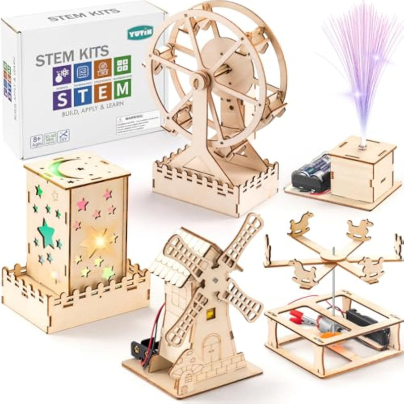5 Individual STEM Science Kits for Kids, Wood Arts and Craft Kits 8-12 Years Old