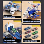 Airplane Toy Race Track Kids Toys, Foldable 4 Layer Toddler Car Track Playset, Toy Plane Transport Car Carrier & 6 Race Cars, Toddlers Toys Birthday Xmas Gifts For Age 3 4 5 6+ Years Old Boys Girls