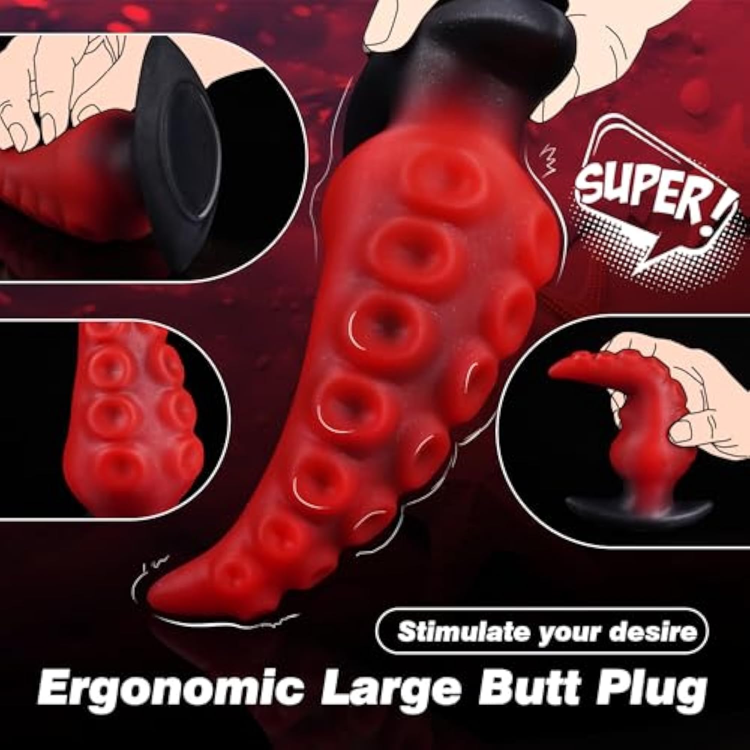 6.3" Large Silicone Tentacle Butt Plug For Long-Term Wear, Monster Ten BlessMyBucket 6.3" Large Silicone Tentacle Butt Plug For Long-Term Wear, Monster Ten BlessMyBucket