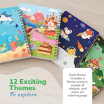 Sticker Activity Book For Kids And Adults - 600+ Creative Stickers, 12 Unique Scenes & Coloring Book Pages - Toddler Road Airplane Travel Essentials - Fun Craft Gift For Boys And Girls