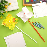 148 Pcs DIY Paper Pinwheel Craft Kit with 100 Blank Pinwheels & 48 Crayons