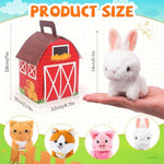 12 Pcs Mini Plush Farm Animals, Adopt A Pet Farm Party Favors Goodie Bags, Animals Bulk Gift Toys With Carton Farm House For Birthday Party Supplies