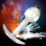 Crystal Glass Anal Plug,Anal Plug For Comfortable Long-Term Wear Glass Butt Plug With Curved Based & Long Stem Tapered Prostate Massager Sex Toy Anal Expander Sex Toys For Men Women(L)