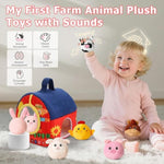 Baby Toys 6-12 Months, Surprise Barn With Stuffed Farm Animals 6Pcs, Rattle, Crinkle, Mirror, Montessori Sensory Toys For 1-3 Year Old Boys Girls, Ideal Gifts For Babies Toddlers Birthday Christmas