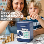Piggy Bank Toys For Boys 6-8, Birthday Gifts For 6 7 8 10 11 12 Year Old Boys & Girls, Kids Safe Money Bank With Password, Educational Savings Toy For Kids Ages 5-12 (Navy)