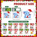 36 Pcs/ 12 Set Christmas Mini Stuffed Animal Gifts Bulk With Xmas Cards And Gift Bags Tiny Christmas Plush Keychains Exchange Gift For Xmas Tree Decor Stocking Fillers Holiday Party Favors