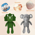 Crochet Stuffed Animals For Kids 2-Pack - Elephants & Triceratops, 10-12" Soft Cute Plush Toys, Hand-Knitting Cotton Thread Plush Animals, Ideal Birthday For Boys Girls Kids & Adults