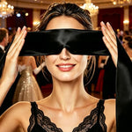 Satin Wrap-Around Sleep Mask, Adjustable Soft Headband for Side Sleepers, Total Light-Blocking Blindfold for Travel, Yoga & Meditation, 59" Long - Black