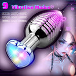 Anal Sex Toys Vibrating Butt Plug, Heart Light Up Anal Plug With 9 Vibration Modes, Stainless Steel Thread Design Anal Vibrator Dildo With App & Remote Control, Anal Prostate Massager For Men Women