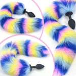 Anal Plug Mixed-Color Fox Tail 15.74-Inch-Long Sexual Anus Tail Black Butt Plug Cosplay Game Sex Toy For Women Men