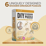 Diy 3D Wooden Puzzle – 6 Assorted Dinosaur Bundle Pack Set Brain Teaser Puzzles Educational Stem Toy Adults And Kids To Build Safe And Non-Toxic Easy Punch Out Premium Wood Jp2B1
