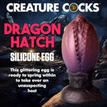 Dragon Hatch Silicone Egg For Men, Women, & Couples. Squishy, Thick And Textured Fantasy Large Egg Plug. Harness Compatible, Wide Base. 1 Piece. Purple.