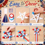 36 Set 4th of July Patriotic Star Ornament Craft Kit with Pom Poms & Foam Stickers