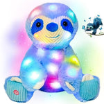 Light-Up Plush Blue Sloth Led Stuffed Animal Birthday Christmas Plushies Toy Gifts For Kids Toddler Girls, 10.5"