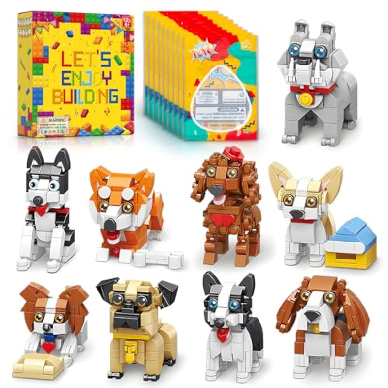 9Pack Party Favors Mini Dogs Building Set, Adorable Animals Building Set For Classroom Prizes Goodie Bags Stuffers, Party Favors Birthday Gift For Kids 8+ (1002Pcs)