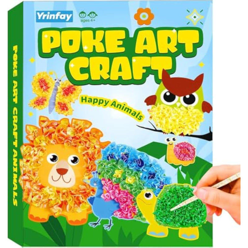 Poke Art Craft Kit for Kids Ages 6-12, 8 Animal Mess-Free Sewing Projects