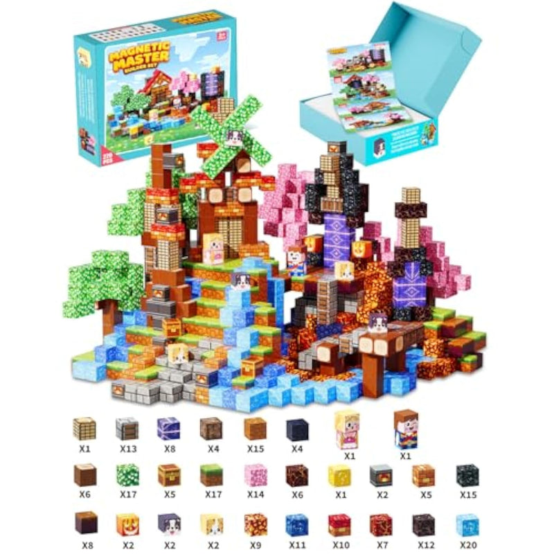 Magnetic Blocks For Kids 220Pcs, Large 1-Inch Magnetic Building Blocks With Powerful Magnets, Stem Sensory Toys, Creative Educational Stacking Cubes, Perfect For Boys & Girls Ages 3-12
