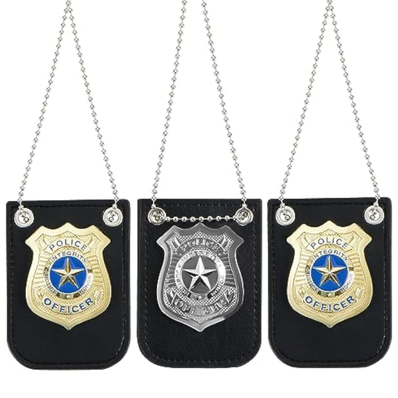 Gold And Silver Badge Set For Police Pretend Halloween Dress Up Games, Cop Play Costume Accessories, Party Favors, Christmas Stuffers For Boys Men Women