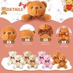 16 Pcs Operation Christmas Bear Stuffed Animal Mini 4 Inch Bear Bulk Keychain For Wedding Birthday Party Favor(Simple Style)