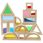 16 Pcs Large Wooden Rainbow Building Blocks for Toddlers, Stacking & Sensory Toy