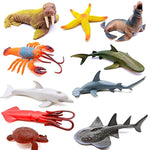 Ocean Sea Marine Animal Figures Model Figurine Shark Turtle Walrus Dolphin Octopus Decoration Playset 10Pcs Gifts Collection Cognitive Toys