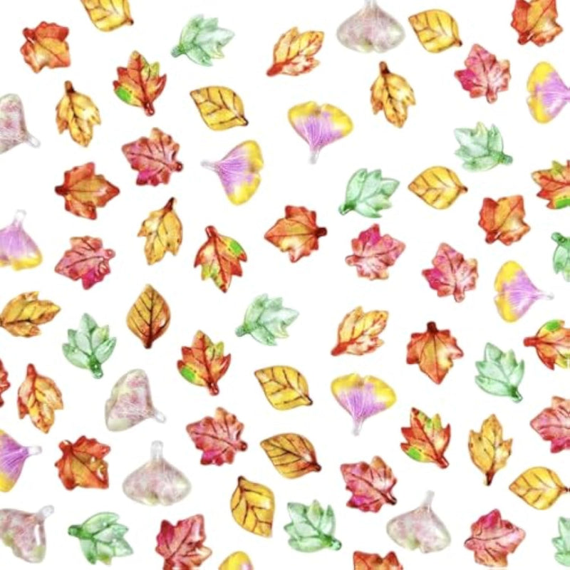 200PCS Mini Resin Leaves, Autumn Nail Art Charms for DIY Crafts and Miniature Scenes