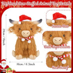 3 Pcs Christmas Highland Cows Stuffed Animal 11Inch Scottish Highland Cows Plush Christmas Cute Cattle Plush With Santa Hat And Scarf For Stocking Xmas Birthday Present Holiday Decor