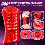 Male Masturbator Sex Toys For Men, 4-In-1 Male Sex Toy 5" Deep Realistic Blowjob Pump & 10 Vibration &Tongue Licking Modes & Penis Training Rose Vibrator Stroker, Adult Toys For Men & Couples