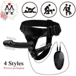 Vibrating Harness Strap-On Dildos 10 Vibration Modes Butt Plug G-Spot Prostate Stimulation For Women Couple Lesbian Sex Toy Vibrator Remote Control With Aaa Battery Power(Battery Not Included)