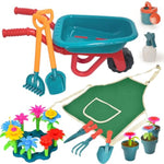 Gardening Tool Set For Kids, With Toddler Wheelbarrow, Watering Can, Spray Bottle, Double Rake, Shovel, Trowel, Pruner, Flowers Kit, Apron, Pretend Play Garden Toys For Age3+ Outdoor Yard