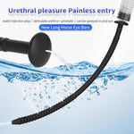 Silicone Urethra Sound With Syringe Hollow Penis Plug Injection Irrigation Urethral Sounding Stimulation Adult Sex Toys For Men (Black-S)