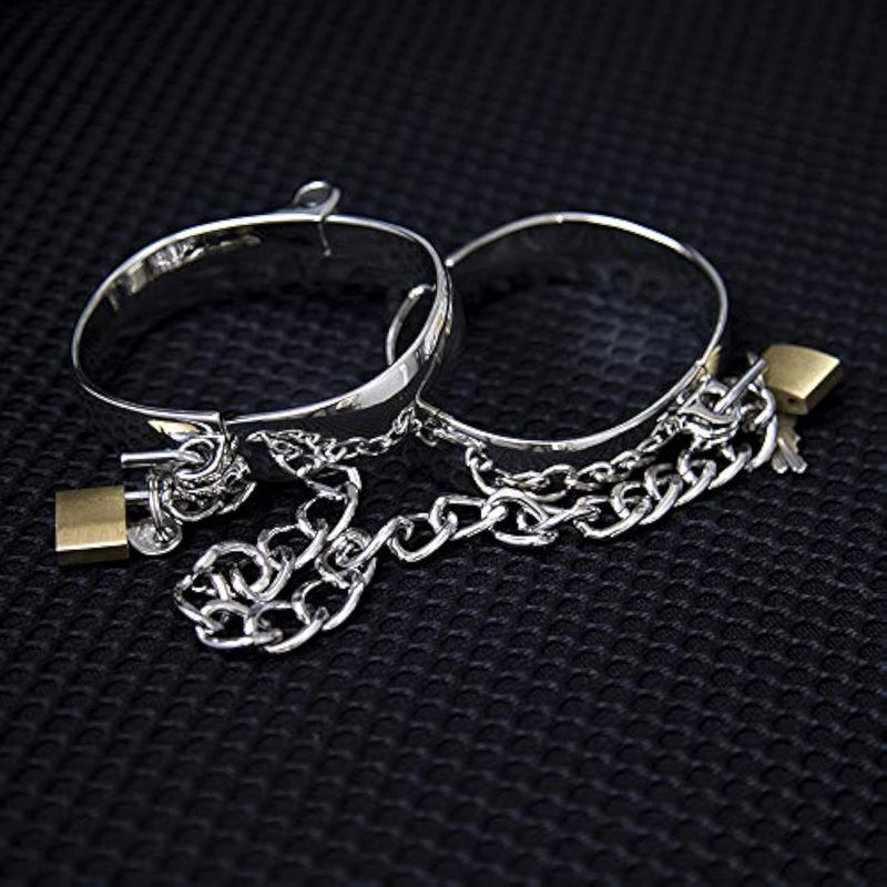 Metal Bondage Handcuffs Footcuffs Restraint Bondage Oval Cuffs With Iron Chain Slaves Lock Bdsm Sex Toys (D)