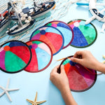24 Sets Summer Beach Ball Suncatcher Craft Kit, DIY Tissue Paper Window Art